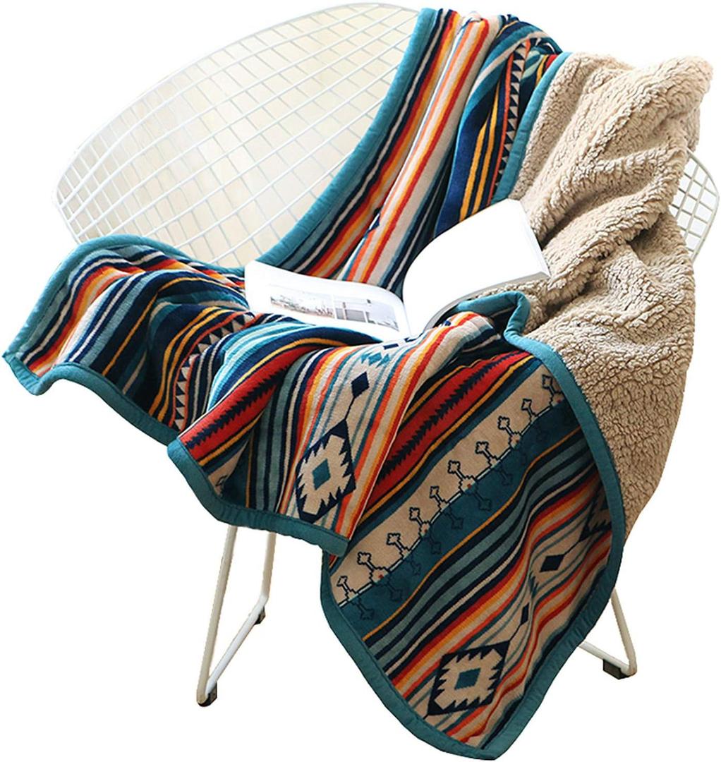 UKELER Fleece Bed Throws 50 x 60 Inch Boho Warm Soft Fluffy Bohemian Throw Blanket for Couch Sofa Office Camping Travel