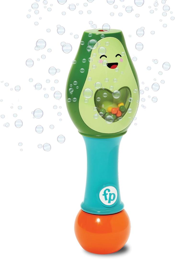 Little Kids Fisher-Price Toddler Toy Shake and Go Bubble Maraca 2-in-1 No Spill Bubble Wand and Musical Toy Maraca | Ages 18+ Months | Includes 4oz of Non-Toxic Bubble Solution