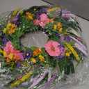 20Inch Spring Summer Wreath, Wildflower Wreath with Green Leaves for Front Door, Lavender Wreath with Eucalyptus Leaves, Daisy Flower Wreath for Outdoor wall Festival Home Farmhouse Wedding Decor