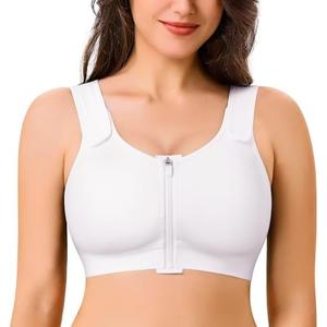 CYDREAM Zip Front Closure Wireless Bras for Women Full Coverage Post Surgery Compression Back Smoothing Comfort Adjustable L