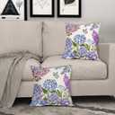Spring Summer Floral Pillow Covers 18X18 Inch Purple Blue Flowers Bloom Butterfly Decorative Pillow Cases Colorful Throw Pillows Set of 2 Seasonal Farmhouse Home Decor for Sofa Couch Outdoor