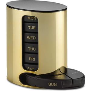 Daily Pill Organizer - (4 Times a Day) Stackable Medication Reminder - Premium Weekly AM/PM Pill Box with 7 Daily Stackable Trays and Medicine Organizer for Vitamins, Fish Oils and Supplements, Gold (1 Unit (Lot de 1))