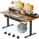 XINYAO Electric Standing Desk with 5 Drawers, 63x30 Inch Extra Wide Height Adjustable Sit Stand Up Desk with Storage Support 290lbs Ergonomic Rising Table with Wheels for Home Office (Rustic Brown)