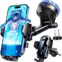 YRU True Military-Grade [360 Rotation Suction] 2026 Ultimate Car Phone Holder Mount 90+LBS Safest Strongest & Patent Certs Dashboard Windshield Vent for iPhone 17 16 Pro Max Samsung,Blue Black