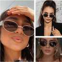 Hanj Trendy Oval Vintage 90s Sunglasses for Women, Retro Sun Glasses, Classic Shades UV Protection