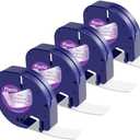 Label Maker Clear Tape Replacement for Dymo Label Maker Refills Clear 1/2'' x 13', Compatible with Dymo Letratag Refills Transparent Plastic Tape Work with LT-100T LT-100H QX50, 4-Pack