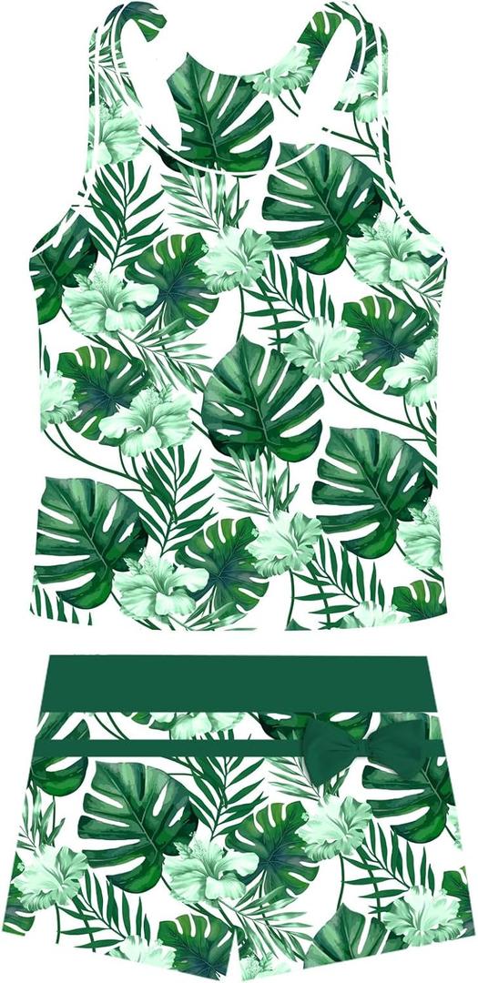 UNIFACO Teen Girls Tankini Swimsuit Size 14 Two Piece Boyshort Bathing Suit Kids Beach Pool Swimwear