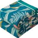 Boho Throw Blanket Twin Size, Soft Cozy Cotton Muslin Quilt Blanket for Bed Decor, Floral Patterned Couch Sofa Chair Cover, Vintage Farmhouse Cottage Tapestry Woven Blanket, Teal&Green (60" x 80", Summer Petals)