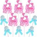 10 Pcs Candy Party Decorations Pastel Lollipop Spray Table Ornaments for Birthday, Baby Shower, Candy Theme Party, Classroom, Wedding Supplies(Pink,Blue)