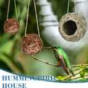Wesiti 10 Pcs Hanging Hummingbird Nest House for Outside Hand Woven Bird Nest Round Hummingbird Nesting House Hanging Bird Hut Hummingbirds Nesters for Garden Patio Lawn Indoor Home Decoration