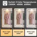 18“ x 24” LED Bathroom Smart Mirror, Rectangle Mirror with Three Color Light Temperature Brightness Settings,Backlit + Front Lit,Wall-Mounted Vanity Mirror with Memory Function