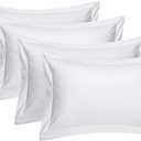 4 Pack 100% Brushed Microfiber Pillow Protector Shams (White, Standard)