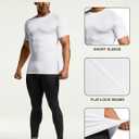 ATHLIO Men's Cool Dry Short Sleeve Compression Shirts, Sports Baselayer T-Shirts Tops, Athletic Workout Shirt, 3pack Tops Black/Charcoal/White, XX-Large