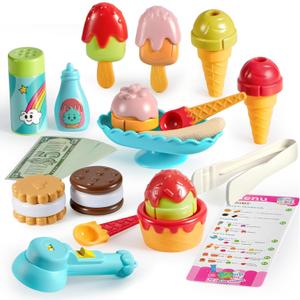 lalalark Color Changing Ice Cream Toy, Play Food for Toddlers, Pretend Toy for Role Play, Play Kitchen Accessories, Preschool Learning Gifts for Girls Boys Kids Toddlers 3+, child-size