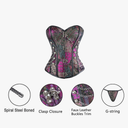 Charmian Women's Spiral Steel Boned Steampunk Gothic Bustier Corset with Chains Brown Medium