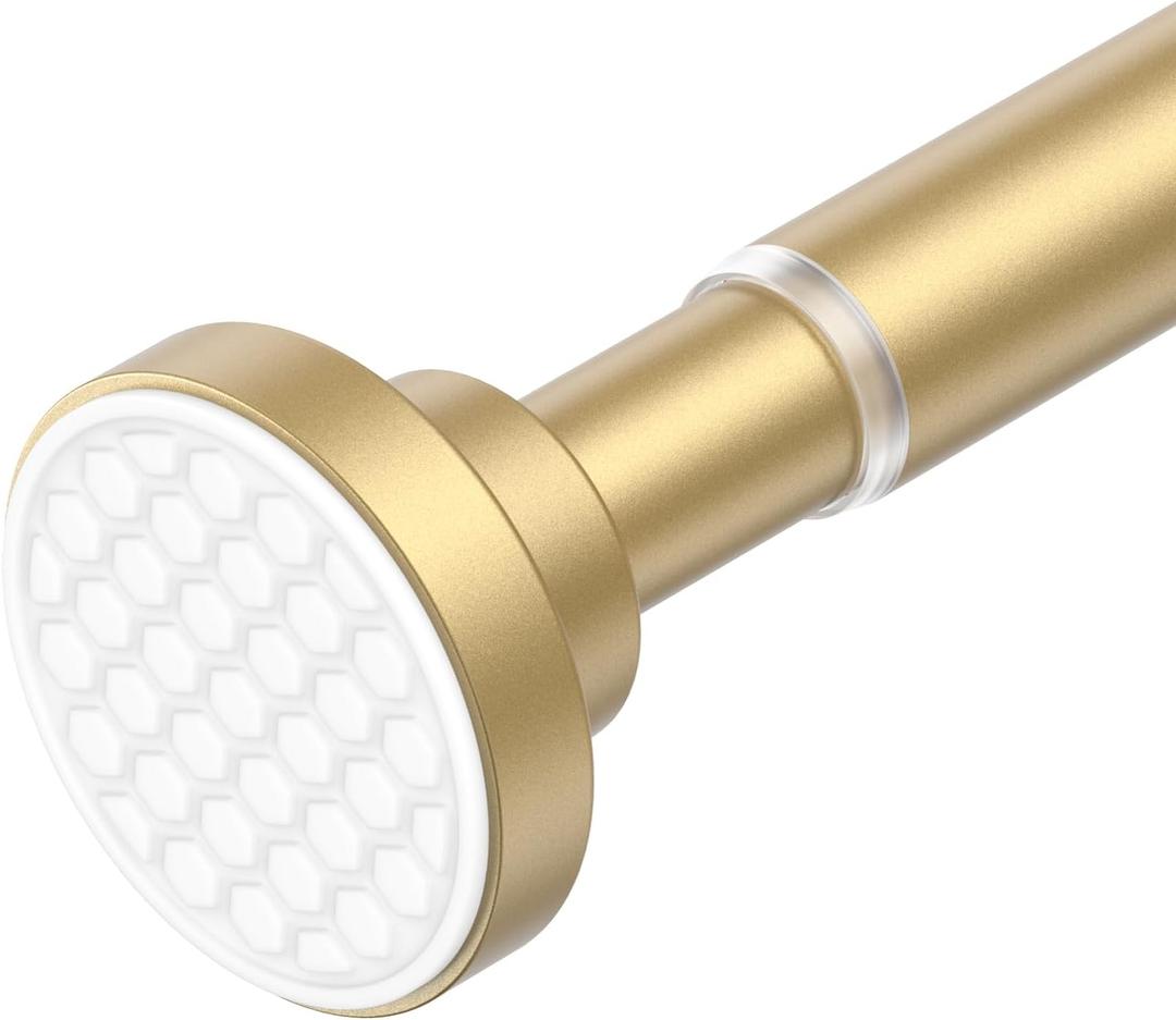 AIZESI Gold Shower Curtain Rod, Adjustable 42-74 Inch Shower Rod, 1" Diameter Tension Shower Curtain Rod No Drilling, Anti-Slip, Anti-Rust