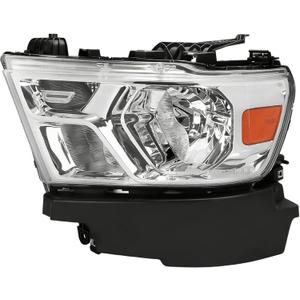 Left Driver Side Headlight Assembly Compatible with Dodge Ram 1500 20192023, Chrome Housing Halogen Headlight Replaces 68316081AJ, CH2502329