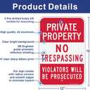 (2 Pack) Private Property No Trespassing Sign, Violators Will Be Prosecuted, 18 x 12 Engineer Grade Reflective Sheeting Rust Free Aluminum, Weather Resistant, Waterproof, Easy to Mount
