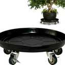 SIAMO 18" Heavy Duty Plant Caddy (470lbs Capacity)-Lockable Non-Scratch Swivel Casters Rolling Plant Stand Dolly Saucer for Large Ceramic Planters & Heavy Trees Indoor & Outdoor,Black,1-Pack