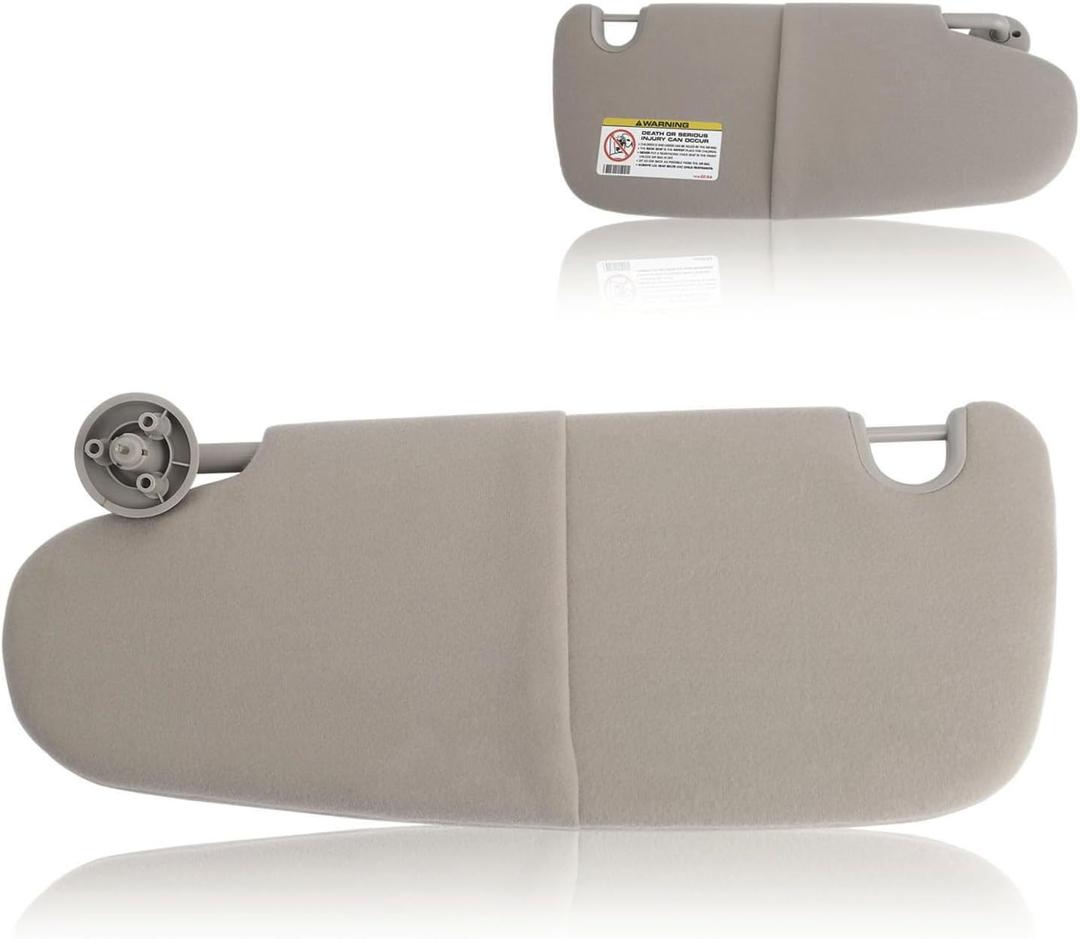ZONFANT Grey Left Driver Side Sun Visor Without Sunroof Compatible with Dodge Vehicle 2002 2003 2004 2005 2006 2007 2008 2009 Ram 1500 2500 3500, Replace#1CT11TL2AA