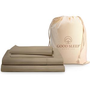 Good Sleep Bedding King Bed Sheet Set of 4, 1000 Thread Count Egyptian Cotton Sheets, Hotel Style Sheets King Size Deep Pocket, Fits Up to 16 Inch, Soft & Breathable Sheet & Pillowcase Sets - Taupe