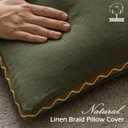 Olive Green Linen Cotton Throw Pillow Covers 18x18 Inch Set of 2, Modern Boho Aesthetic Accent Pillow Cases with Woven Flange for Couch Sofa Bed Room Earthy Tone Home Decor