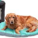FurHaven Outdoor Travel Dog Bed for Large Dogs, Lightweight Trail Pup Travel Pillow Mat with Stuff Sack, Machine Washable & Foldable, Large, Aqua/Granite Gray