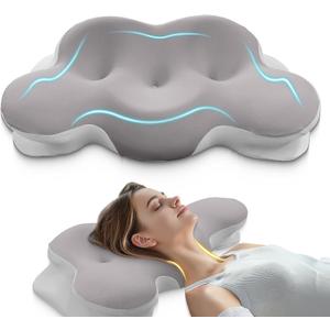 Cervical Neck Pillow, Pillows for Neck and Shoulder Pain, Contour Pillow, Neck Pillows, Pillow for Neck Pain Relief, Side Sleeper Pillows for Adults, Ergonomic Pillow, Memory Foam Pillows (Gray)