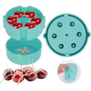 Cherry Pitter - Portable Cherry Pitter Corer Tool, Pits up to 6 Cherries at Once, Dishwasher Safe, ABS Construction, Blue