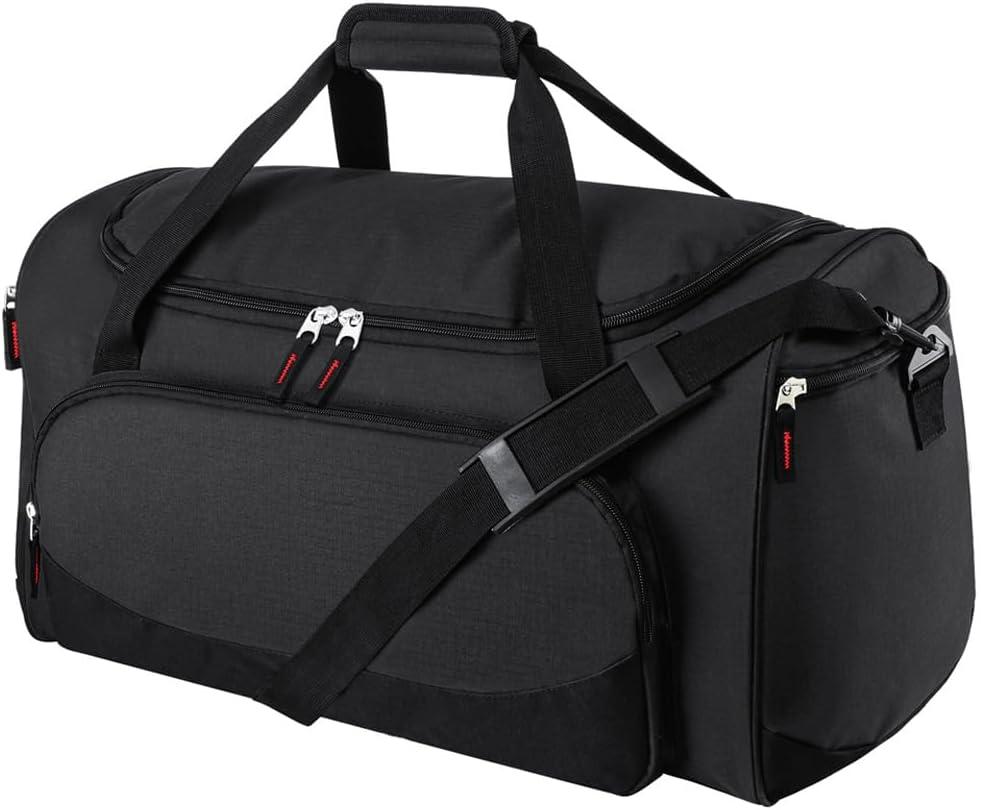 Uarition Gym Bag for Men - 55L Black Durable Large Duffle Bag for Travel, Workout, Fitness & Sport, carry on 20 inch