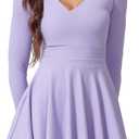 Tennis Dress for Women Long Sleeve Athletic Dress with Built in Shorts Golf Dress Workout Dresses with Pockets (X-Large, Purple)