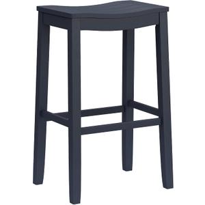 Hillsdale Fiddler Wood Backless Bar Height Stool with Saddle-Style Seat, Navy