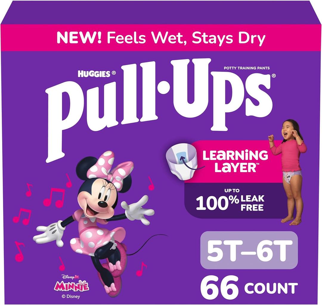 Pull-Ups Girls' Potty Training Pants, Size 5T-6T Training Underwear (46+ lbs), 66 Count