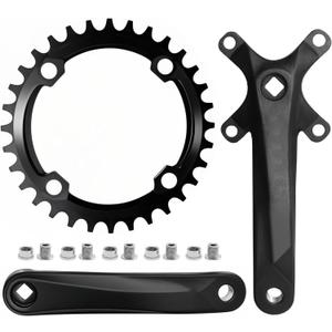 Mountain Bike Single Speed Square Taper Crankset 170mm Cranksets Bicycle Crank Set with 104BCD 32T Round/Oval Chainring, Replacement for Shimano Replacement for SRAM Replacement for FSA