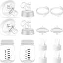 Full Breast Pump Parts with 19mm Oval Soft Rim Flanges and Wide-Mouth Base Connector for Spectra S2 S1 9 Plus SG, Medela, Lansinoh Pumps, Include Flange, Valve, Backflow Protector, Tubing and Bottle