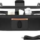 Parent Console Stroller Organizer Compatible with Wonderfold W4: Store Extra Belongings , Velcro Straps, 2 External Storage Pouches,4 Insulated Cup Holders, Large Size for All 4-Seater Models