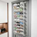 AQQHSAIN 10 Tier Over The Door Shoe Organizer Wall Shoe Shelf Shoe Holder Door Shoe Rack for Closet Pantry Hanging Shoes Clothes Toys Storage Shelves (White), 9.06 inches x 23.6 inches x 2.4 inches