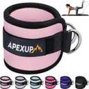 APEXUP Ankle Strap for Cable Machine, Ankle Resistance Bands, Cable Kick Back Straps for Gym, Glute Workouts, Leg Extensions, Adjustable Straps with Neoprene Padding (Pastel Pink)