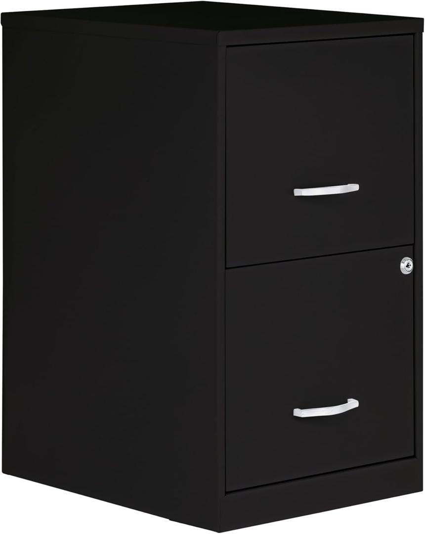 2 Drawer Locking Filing Cabinet | Pre-Assembled Steel Construction | Space-Saving Design is Perfect for Home and Small Office | Letter-Size | Assembled in North America (Black)