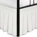 Biscaynebay Wrap Around Bed Skirts with Split Corners for Full Beds 16" Drop, Ivory Elastic Dust Ruffles Adjustable Easy Fit Wrinkle & Fade Resistant Silky Luxurious Fabric Machine Washable