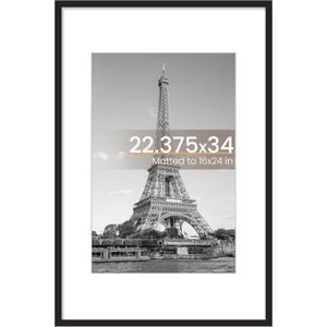 upsimples 22.375 x 34 Poster Frame, Wall Decor Poster Frames, Black 1 Pack | 16x24 Picture Frame with Mat for Gallery Wall, Family, Baby, Dog, Dorm, Christmas