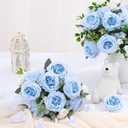 MARTINE MALL 4 Packs Peonies Artificial Flowers, Blue Artificial Peonies, Silk Peonies Flowers Fake Peonies Artificial Flowers Peonies Bouquet for Centerpiece Table Wedding Party Home Decor