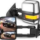 SCITOO Towing Mirrors Chrome Truck fit for 2014-2018 for Chevy for GMC 1500 2015-2019 for Chevy for GMC 2500/3500 HD with Pair LH RH Power Heated LED Turn Signal Running Back Up