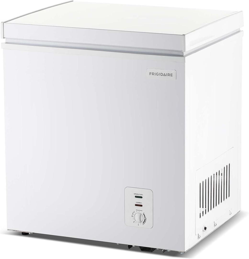 Frigidaire Chest Deep Freezer, 2.0 Cu. Ft. Capacity, Adjustable Thermostat-Removable Vinyl Coated Wire Basket-Easy Defrost Drain- Garage Ready- Pearl White