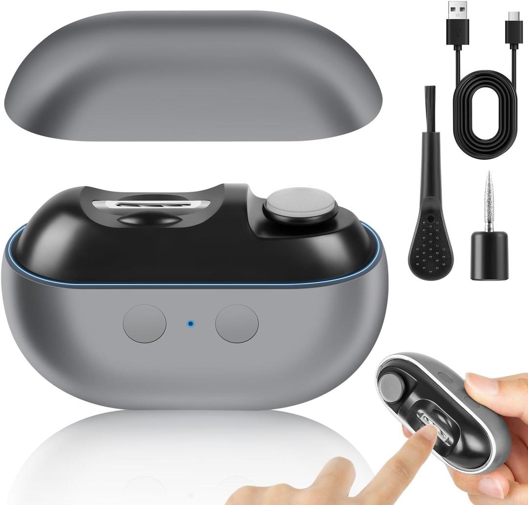 Imwing Easyclip, Imwing Nail Clipper,Electric Nail Grinder & Trimmer 2 - in - 1 with LED Light, Safe Automatic Nail Clipper for Seniors, Adults, Kids, Baby(Gray)