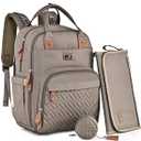 Dikaslon Diaper Bag Backpack with Portable Changing Pad, Pacifier Case and Stroller Straps, Large Unisex Baby Bags for Boys Girls, Multipurpose Travel Back Pack Moms Dads,Khaki