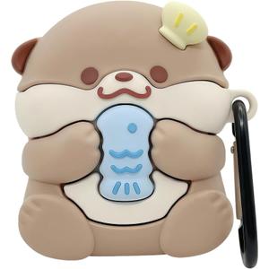 Cute Kawaii Case for AirPods 4, Case Cover Compatible with AirPod 4th Generation 2024, Funny Otter Shockproof Protective Earbuds Cover for Air pods 4 Gen, Keychain Accessories for Girls Women