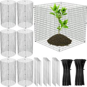 Zubebe 30 Sets Plant Protectors from Animals, Small Wire Cages for Outdoor Plants, 12x12 Inch Covers with Ground Stakes and Nylon Ties for Flower Vegetable to Keep Animals Out