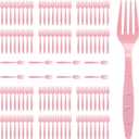 Pink Plastic Forks Heavy Duty, Disposable Party Supplies 104 PCS