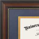 Americanflat 11x14 Diploma Frame - Use as 8.5x11 Certificate Frame or Display 11x14 Photo Without Mat - Legacy Collection - Beaded Mahogany Vintage Frames - Shatter-Resistant Glass - Blue and Gold Mat